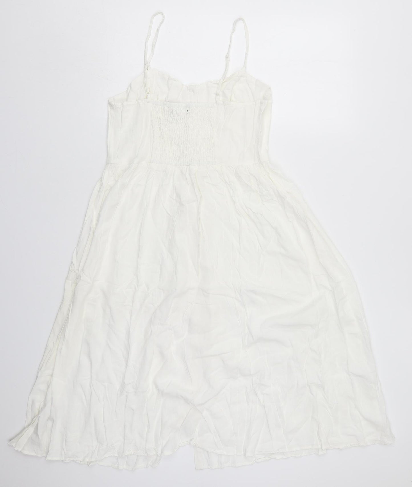 New Look Womens Ivory  Viscose Tank Dress  Size 12  Sweetheart Button