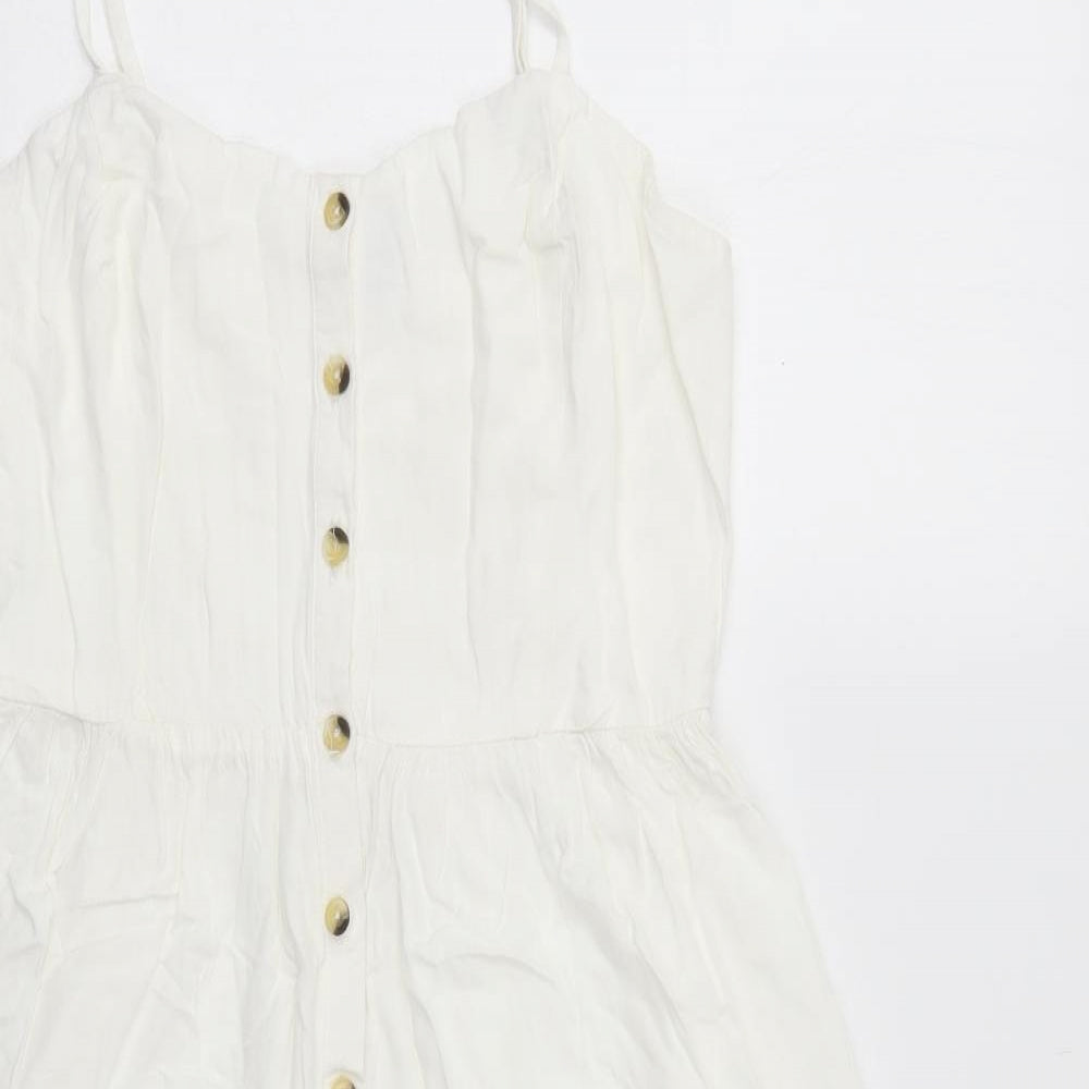 New Look Womens Ivory  Viscose Tank Dress  Size 12  Sweetheart Button