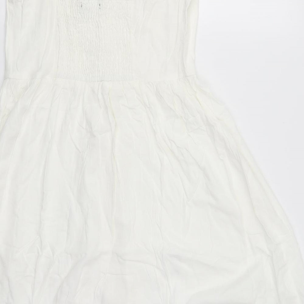 New Look Womens Ivory  Viscose Tank Dress  Size 12  Sweetheart Button