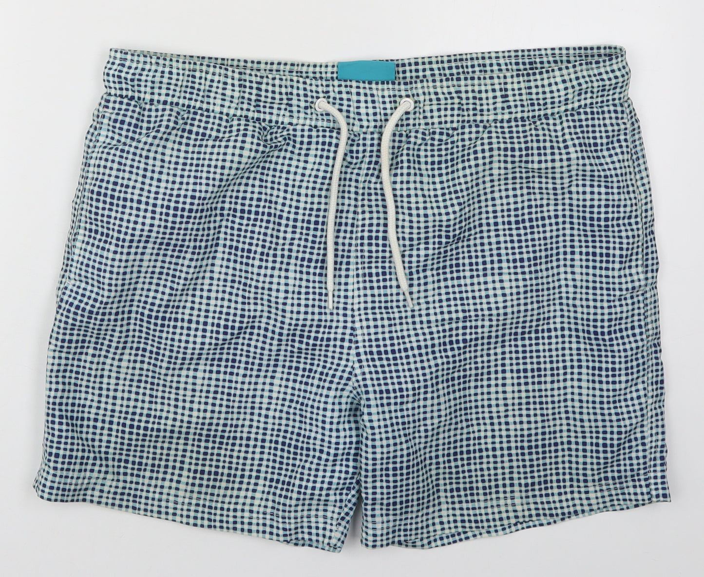 Cedar Wood State Mens Blue Check Polyester Athletic Shorts Size S  Regular Drawstring - Swim Shorts