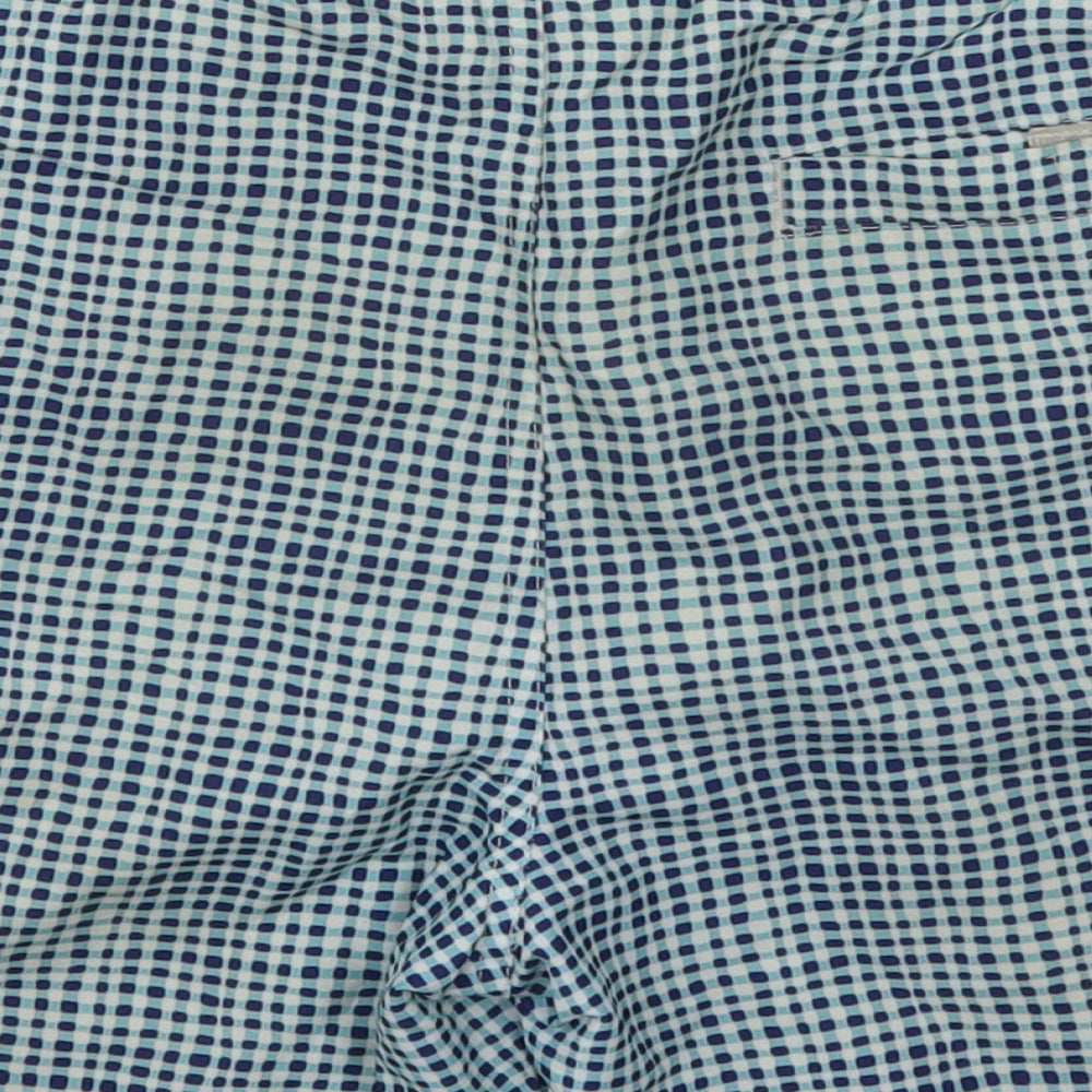 Cedar Wood State Mens Blue Check Polyester Athletic Shorts Size S  Regular Drawstring - Swim Shorts