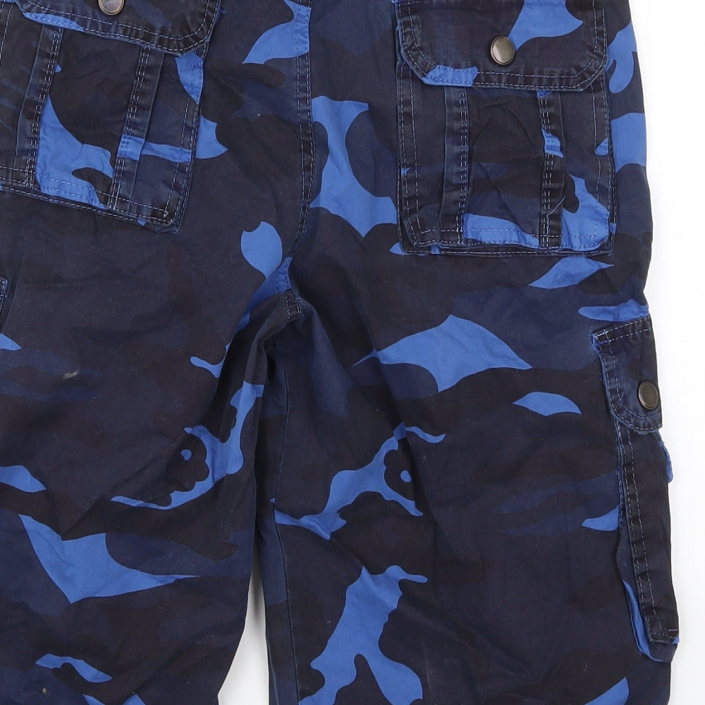 B&P Mens Blue Camouflage Cotton Cargo Shorts Size 30 L14 in Regular Button