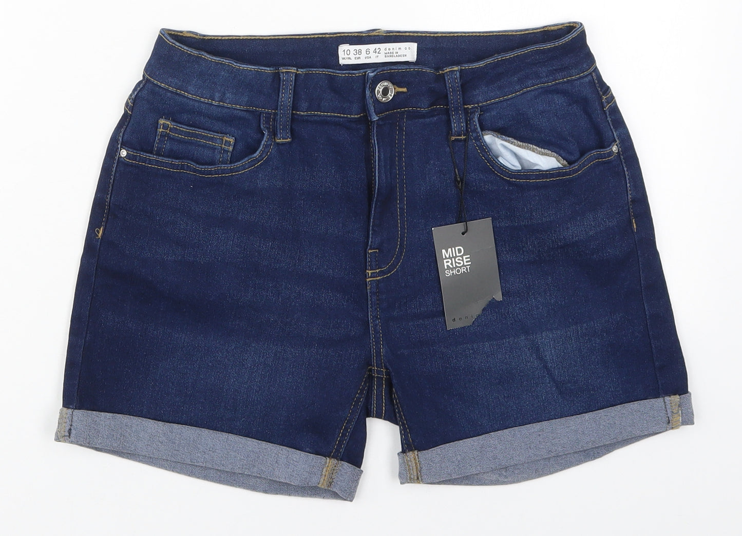 Denim Co Womens Blue  Cotton Mom Shorts Size 10 L3 in Regular Button
