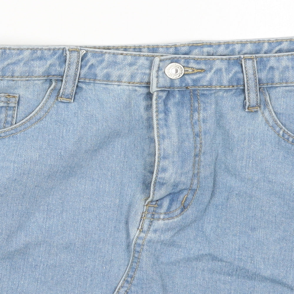 SheIn Womens Blue  Cotton Mini Skirt Size XL   Button