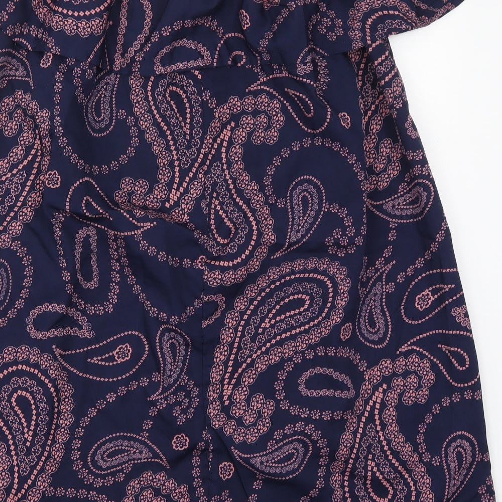 Primark Womens Blue Paisley Polyester A-Line  Size 14  Off the Shoulder Pullover