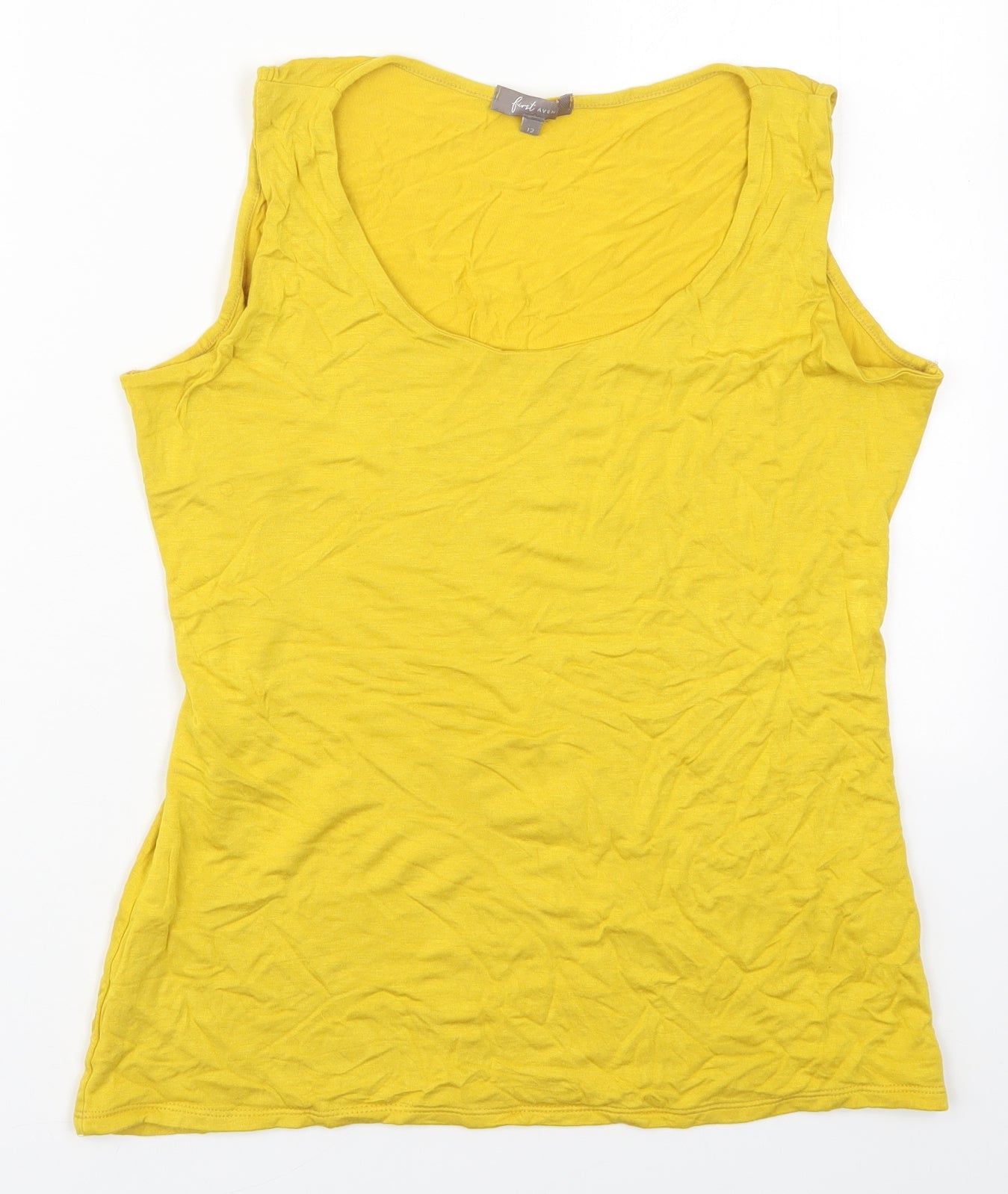 Forst Avenue Womens Yellow  Viscose Basic Tank Size 12 Round Neck