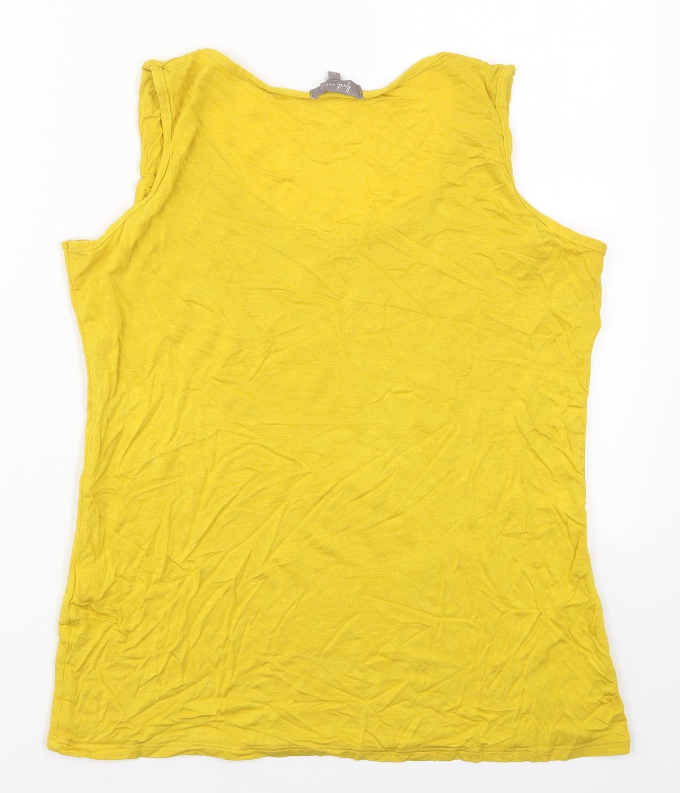 Forst Avenue Womens Yellow  Viscose Basic Tank Size 12 Round Neck