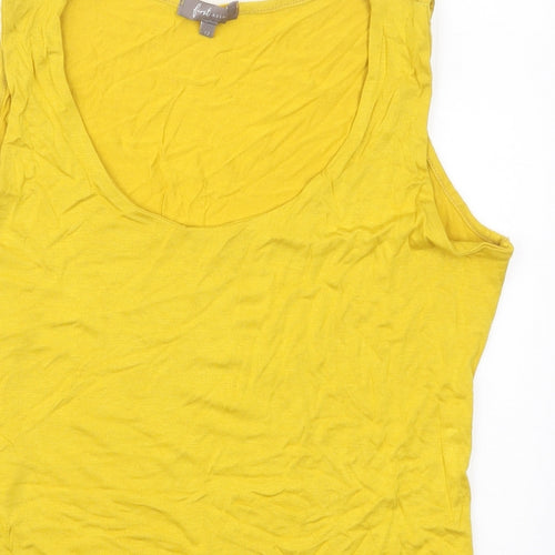 Forst Avenue Womens Yellow  Viscose Basic Tank Size 12 Round Neck