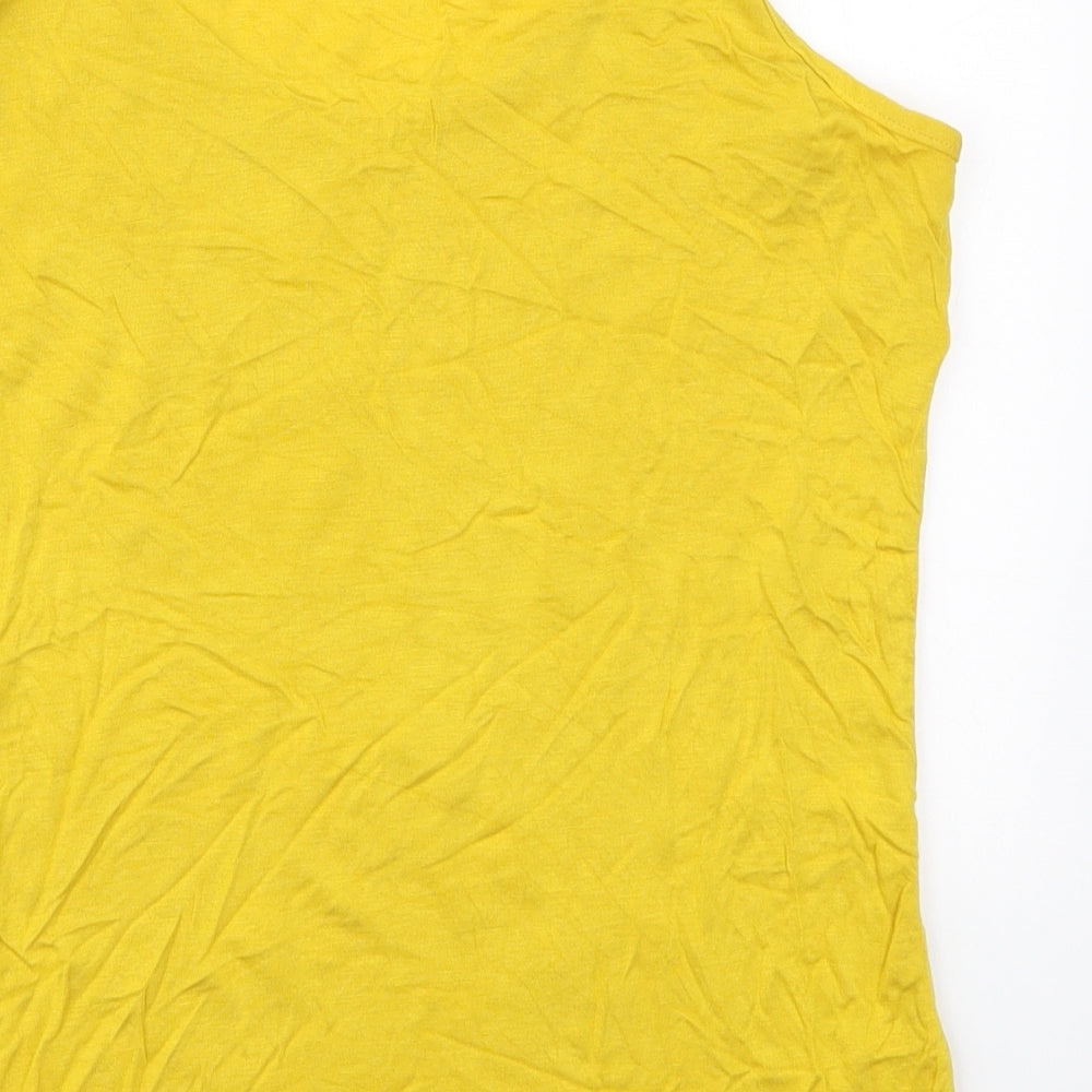 Forst Avenue Womens Yellow  Viscose Basic Tank Size 12 Round Neck