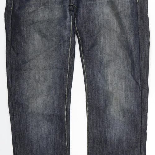 Crosshatch Mens Blue  Cotton Straight Jeans Size 30 L30 in Regular Button