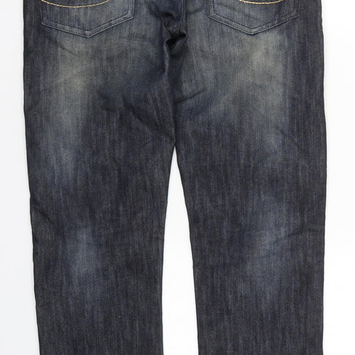 Crosshatch Mens Blue  Cotton Straight Jeans Size 30 L30 in Regular Button