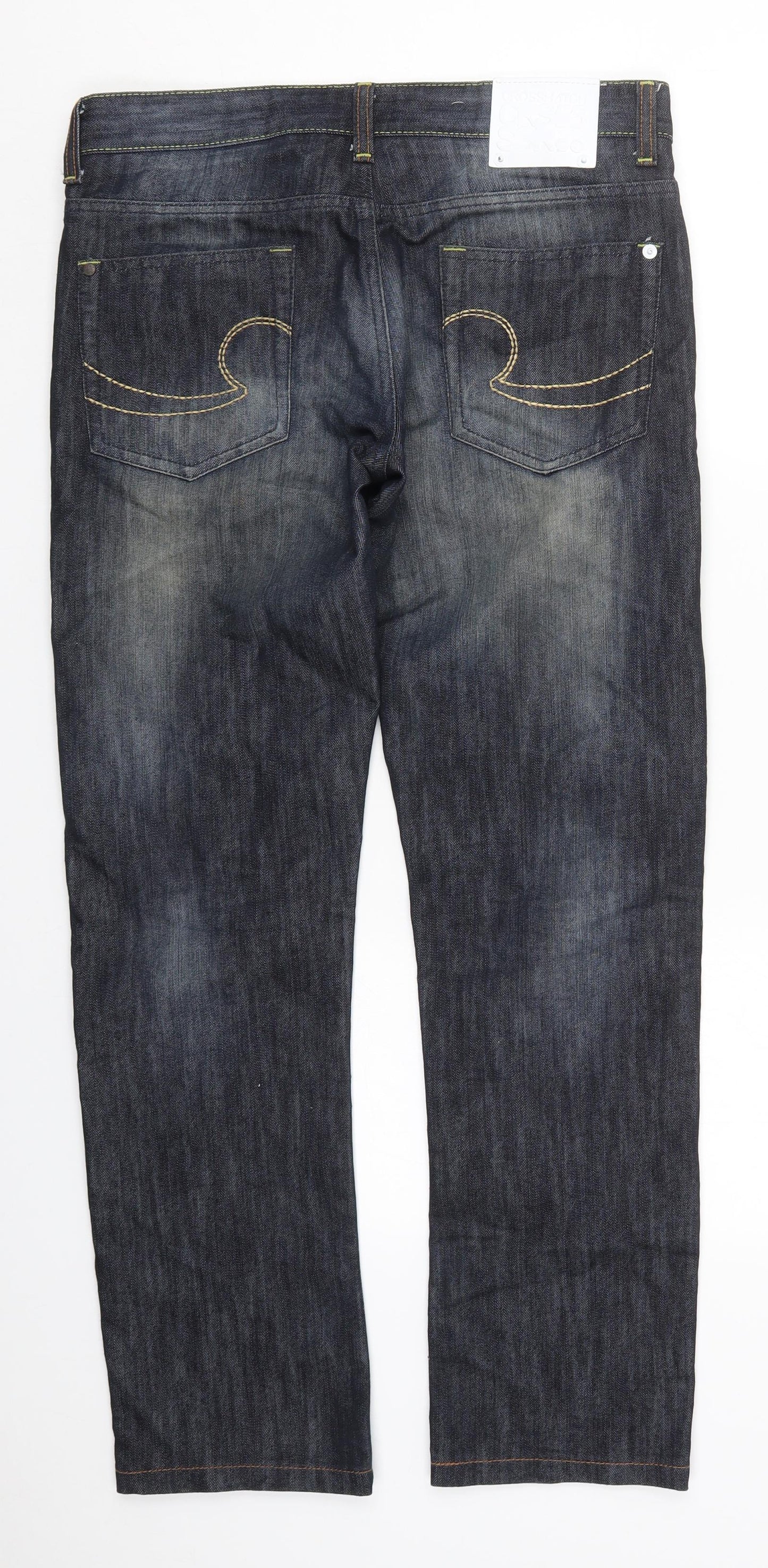Crosshatch Mens Blue  Cotton Straight Jeans Size 30 L30 in Regular Button