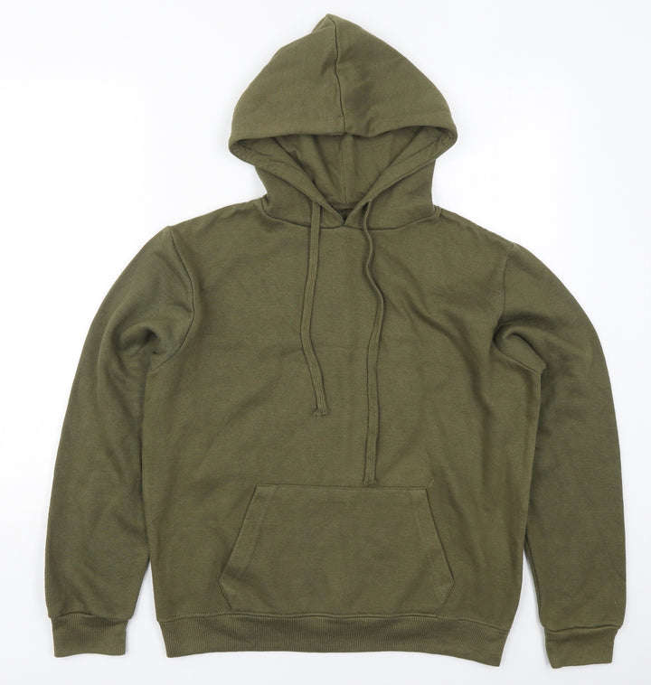 Boohoo Womens Green Cotton Pullover Hoodie Size 6 Pullover