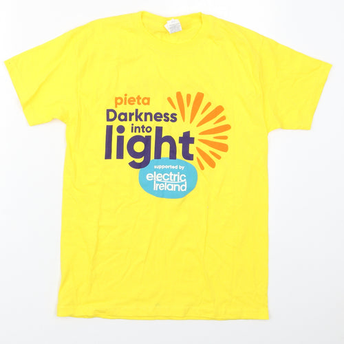 Fruit of the Loom Boys Yellow  Cotton Basic T-Shirt Size S Crew Neck Pullover - Darkness Into Light Electric Ireland