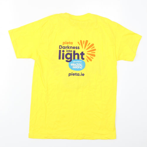 Fruit of the Loom Boys Yellow  Cotton Basic T-Shirt Size S Crew Neck Pullover - Darkness Into Light Electric Ireland
