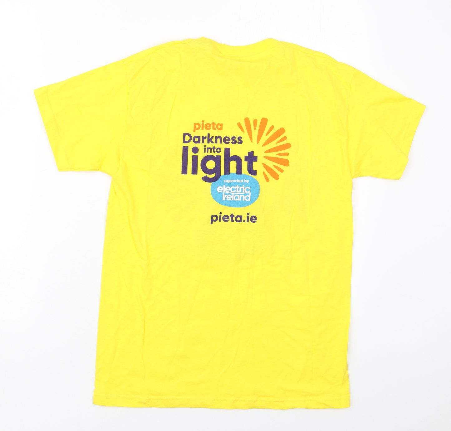 Fruit of the Loom Boys Yellow  Cotton Basic T-Shirt Size S Crew Neck Pullover - Darkness Into Light Electric Ireland