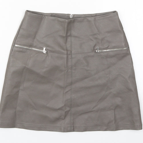 Atmosphere Womens Grey  Polyurethane A-Line Skirt Size 8   Zip