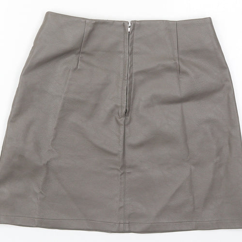Atmosphere Womens Grey  Polyurethane A-Line Skirt Size 8   Zip