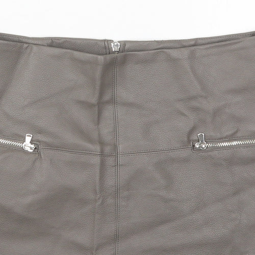 Atmosphere Womens Grey  Polyurethane A-Line Skirt Size 8   Zip