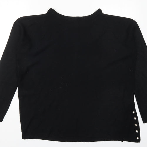 Capsule Womens Black Round Neck  Acrylic Pullover Jumper Size 12