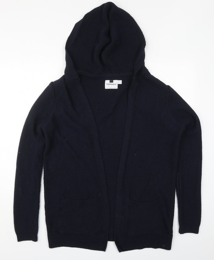 Topman Mens Blue High Neck  Cotton Cardigan Jumper Size XS