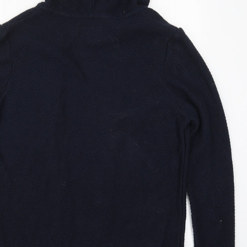 Topman Mens Blue High Neck  Cotton Cardigan Jumper Size XS