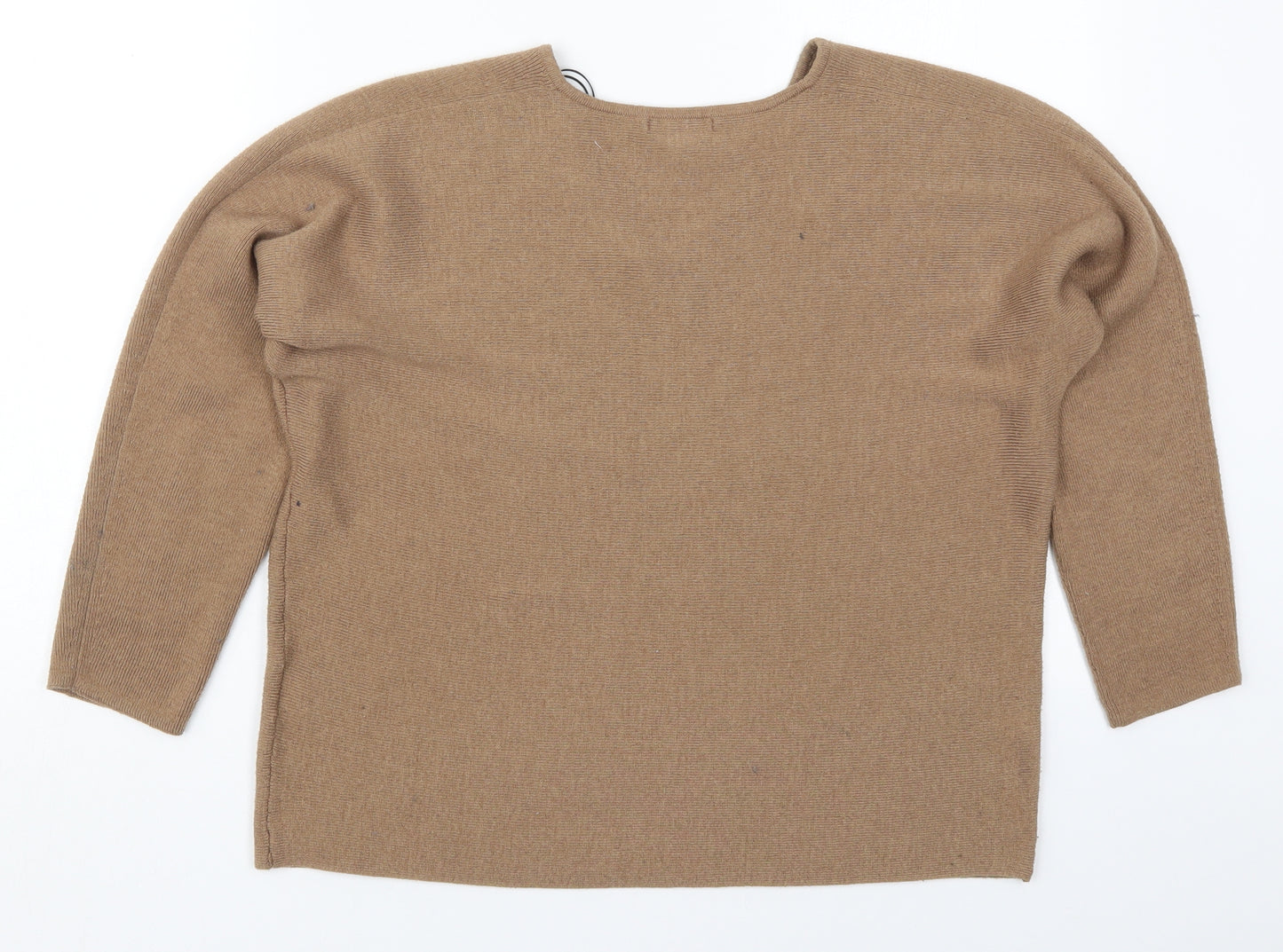 H&M Womens Brown V-Neck  Polyester Pullover Jumper Size S