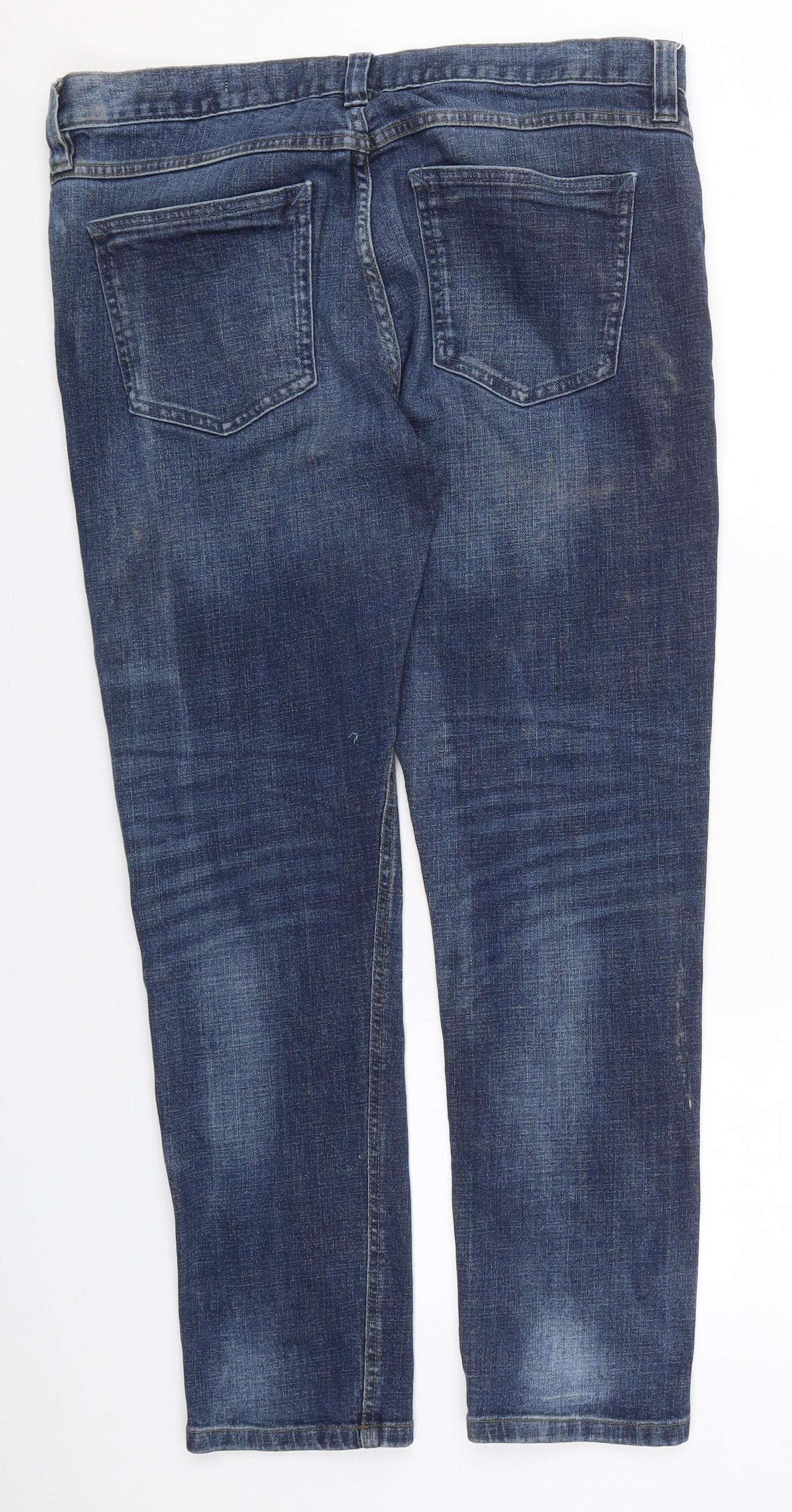 Easy Mens Blue  Cotton Skinny Jeans Size 34 L28 in Regular Button