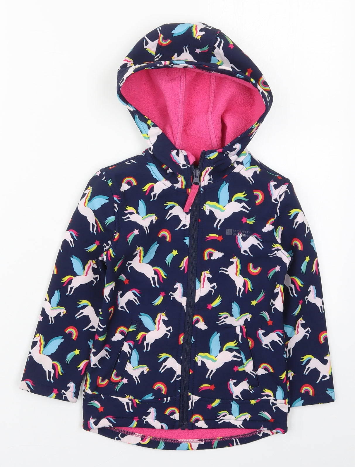 Mountain Warehouse Girls Blue   Basic Coat Coat Size 3-4 Years  Zip - Unicorns