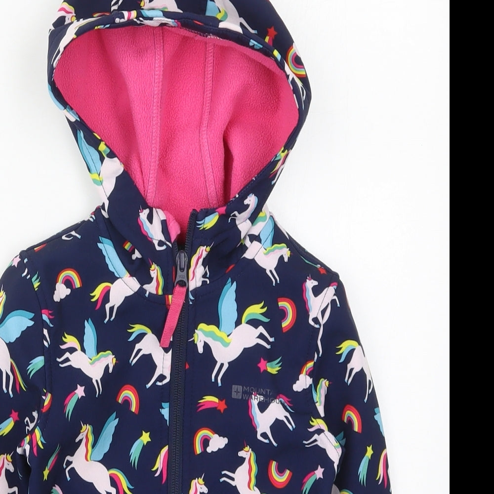 Mountain Warehouse Girls Blue   Basic Coat Coat Size 3-4 Years  Zip - Unicorns