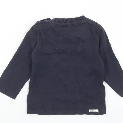 Timberland Boys Blue  Cotton Basic T-Shirt Size 12 Months Crew Neck Button