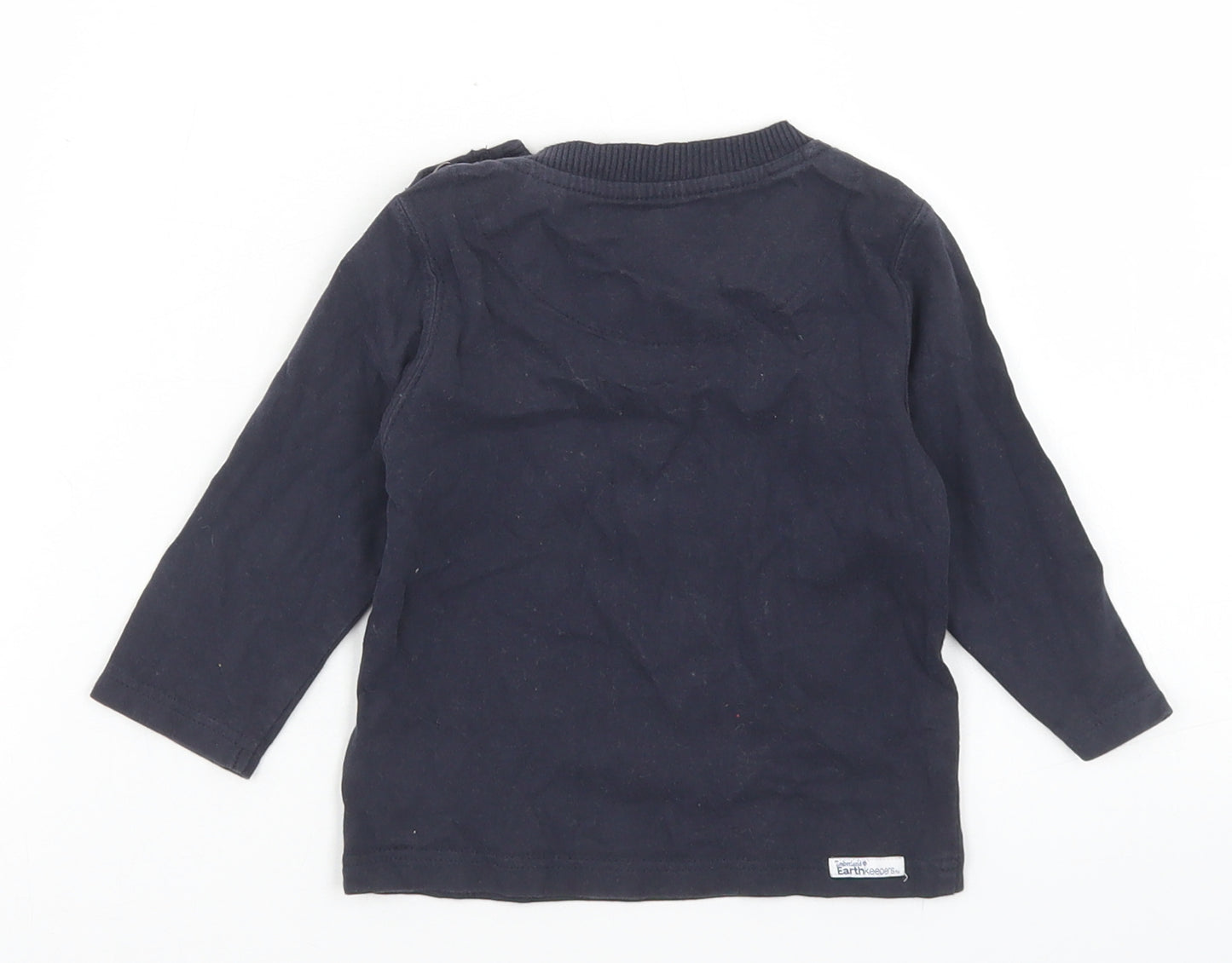 Timberland Boys Blue  Cotton Basic T-Shirt Size 12 Months Crew Neck Button
