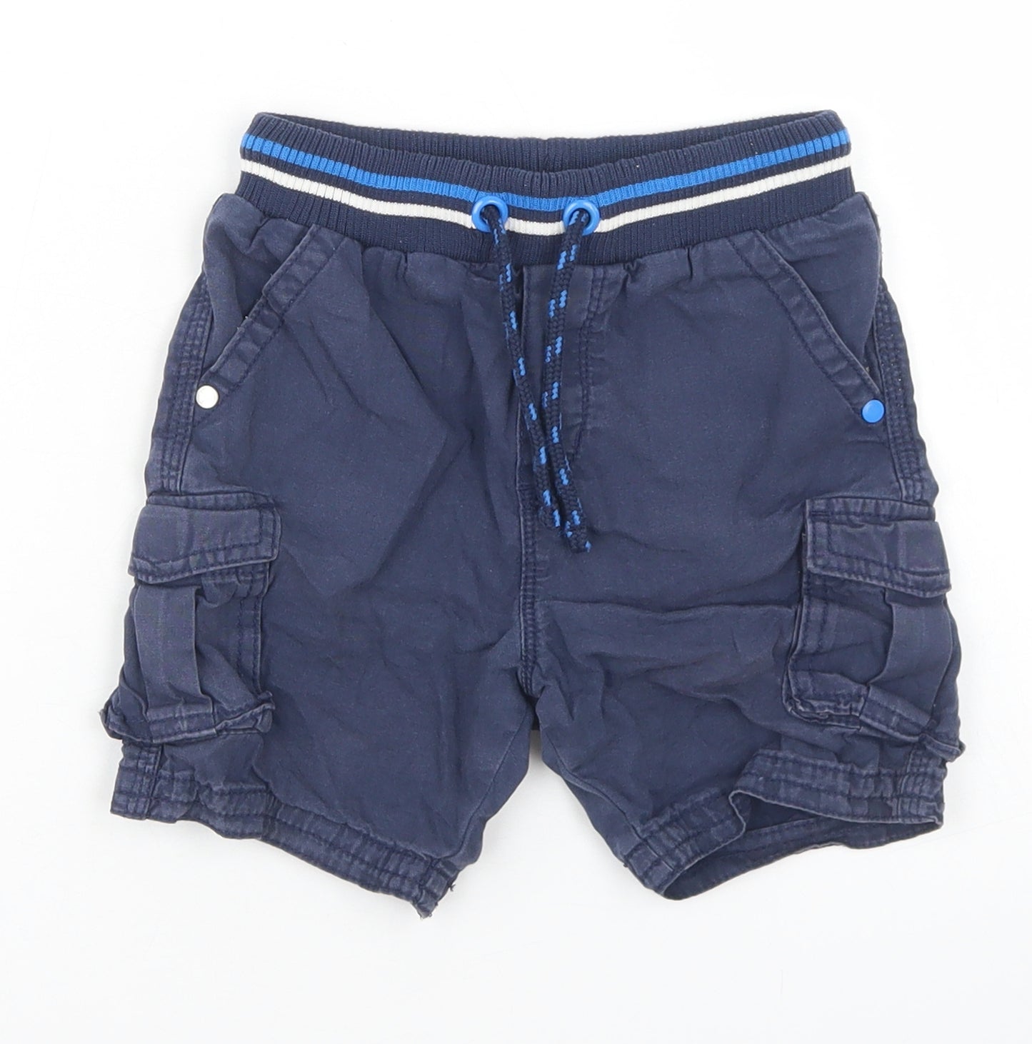 George Boys Blue  Cotton Cargo Shorts Size 3-4 Years  Regular Drawstring