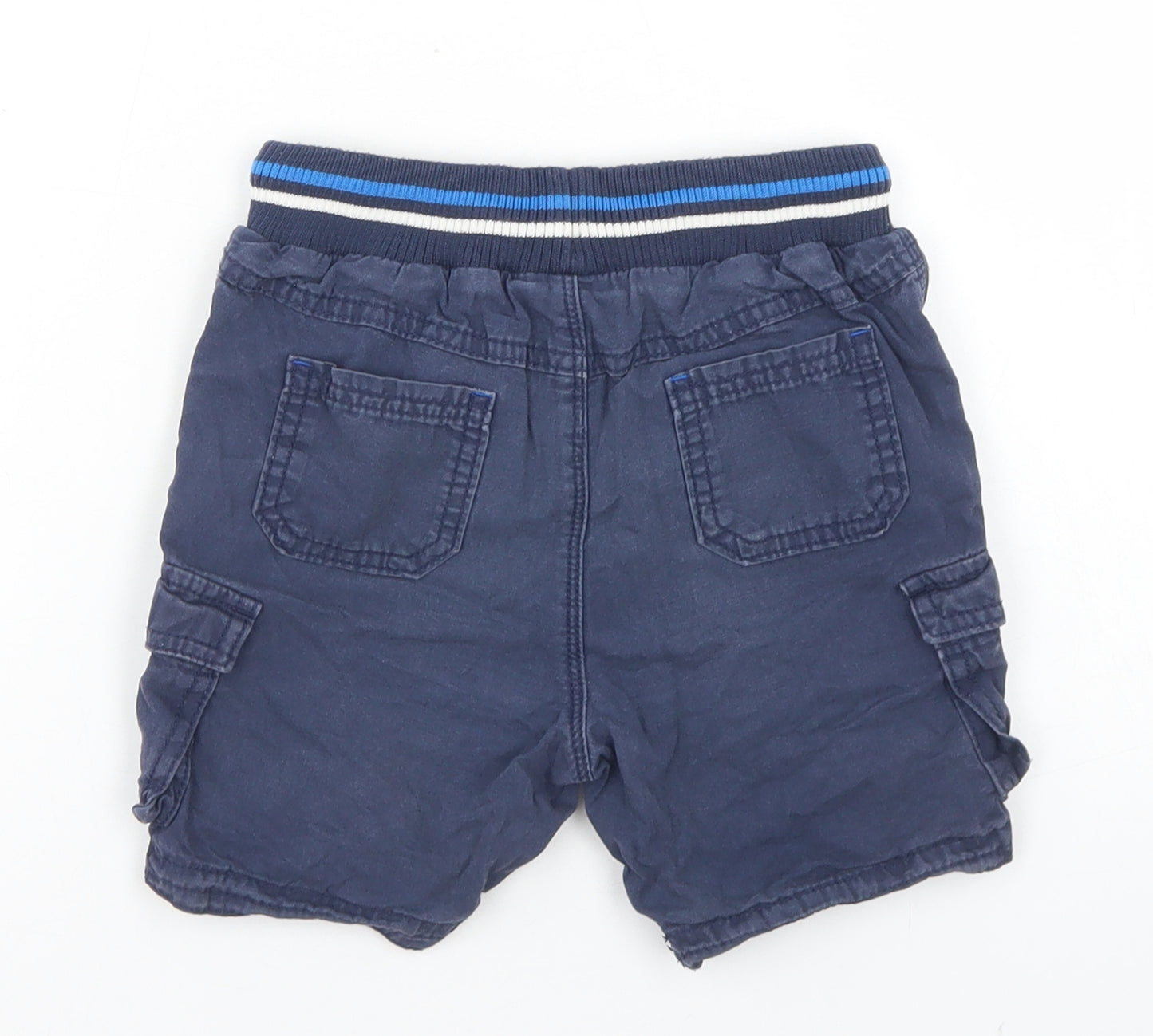 George Boys Blue  Cotton Cargo Shorts Size 3-4 Years  Regular Drawstring