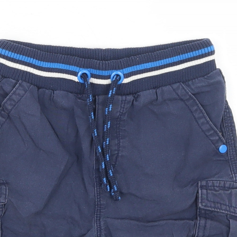 George Boys Blue  Cotton Cargo Shorts Size 3-4 Years  Regular Drawstring