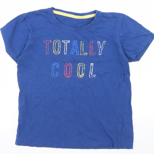 Dunnes Stores Boys Blue  Cotton Basic T-Shirt Size 7 Years Crew Neck  - Totally Cool