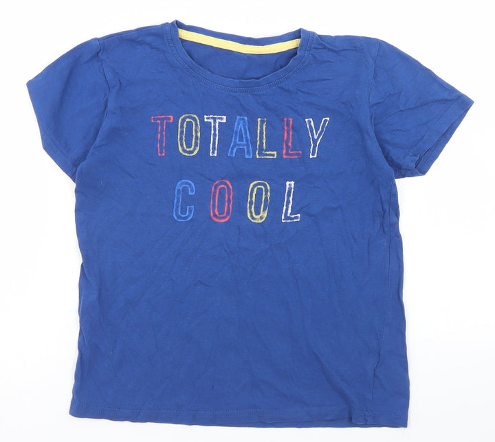 Dunnes Stores Boys Blue  Cotton Basic T-Shirt Size 7 Years Crew Neck  - Totally Cool