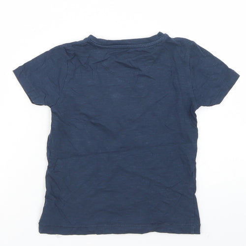 Mothercare Boys Blue  Cotton Basic T-Shirt Size 3-4 Years Crew Neck  - Living Legend