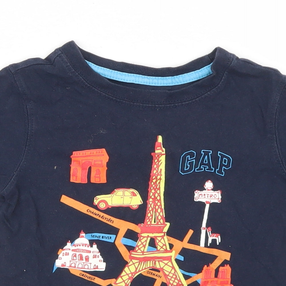 Gap Boys Blue  Cotton Basic T-Shirt Size 3 Years Crew Neck  - Paris
