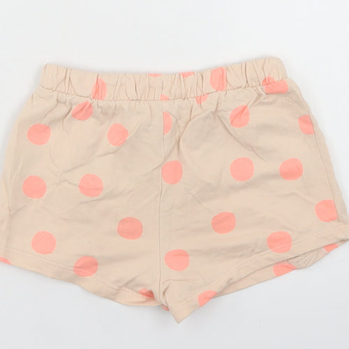 Matalan Girls Beige Polka Dot Cotton Sweat Shorts Size 5-6 Years  Regular