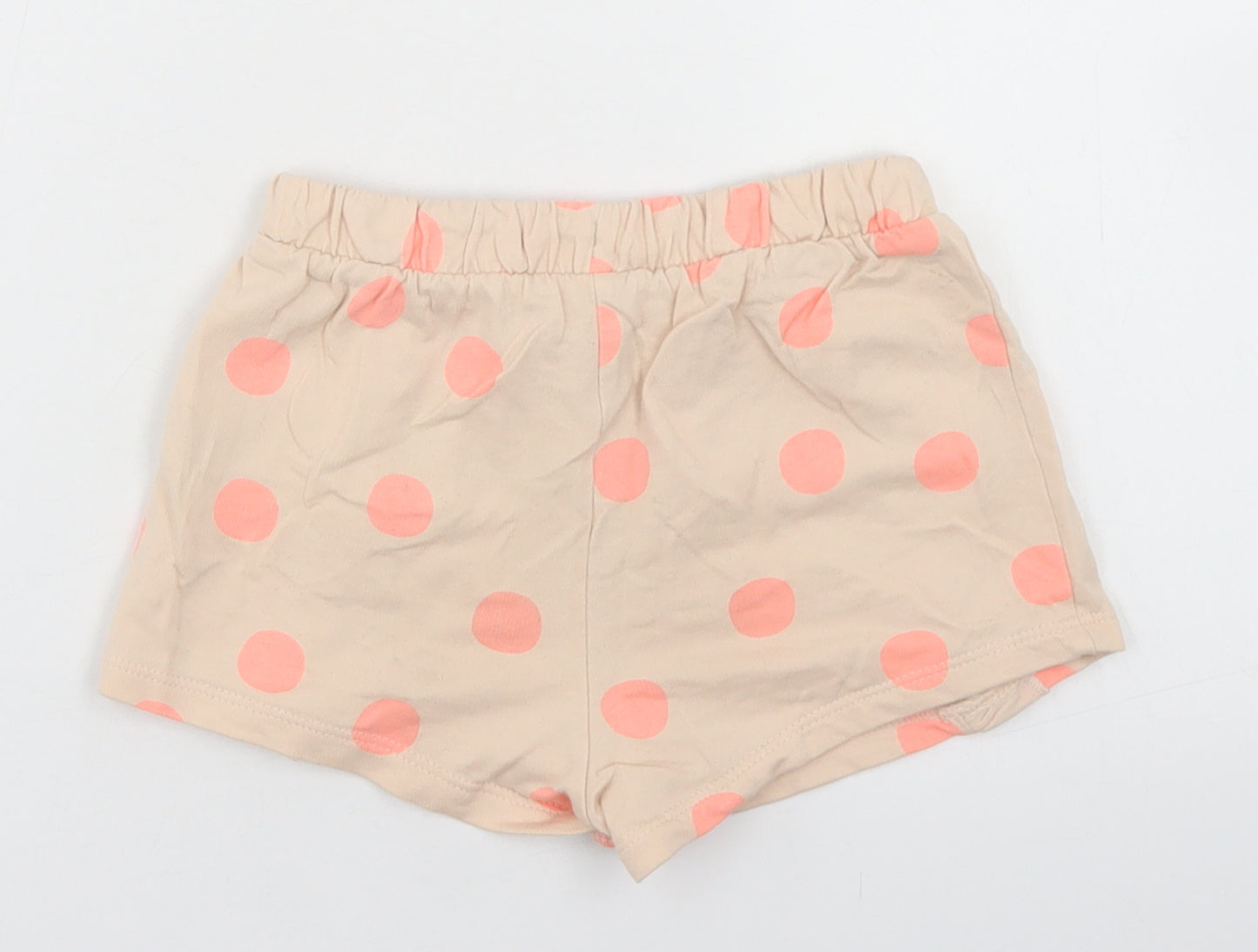 Matalan Girls Beige Polka Dot Cotton Sweat Shorts Size 5-6 Years  Regular