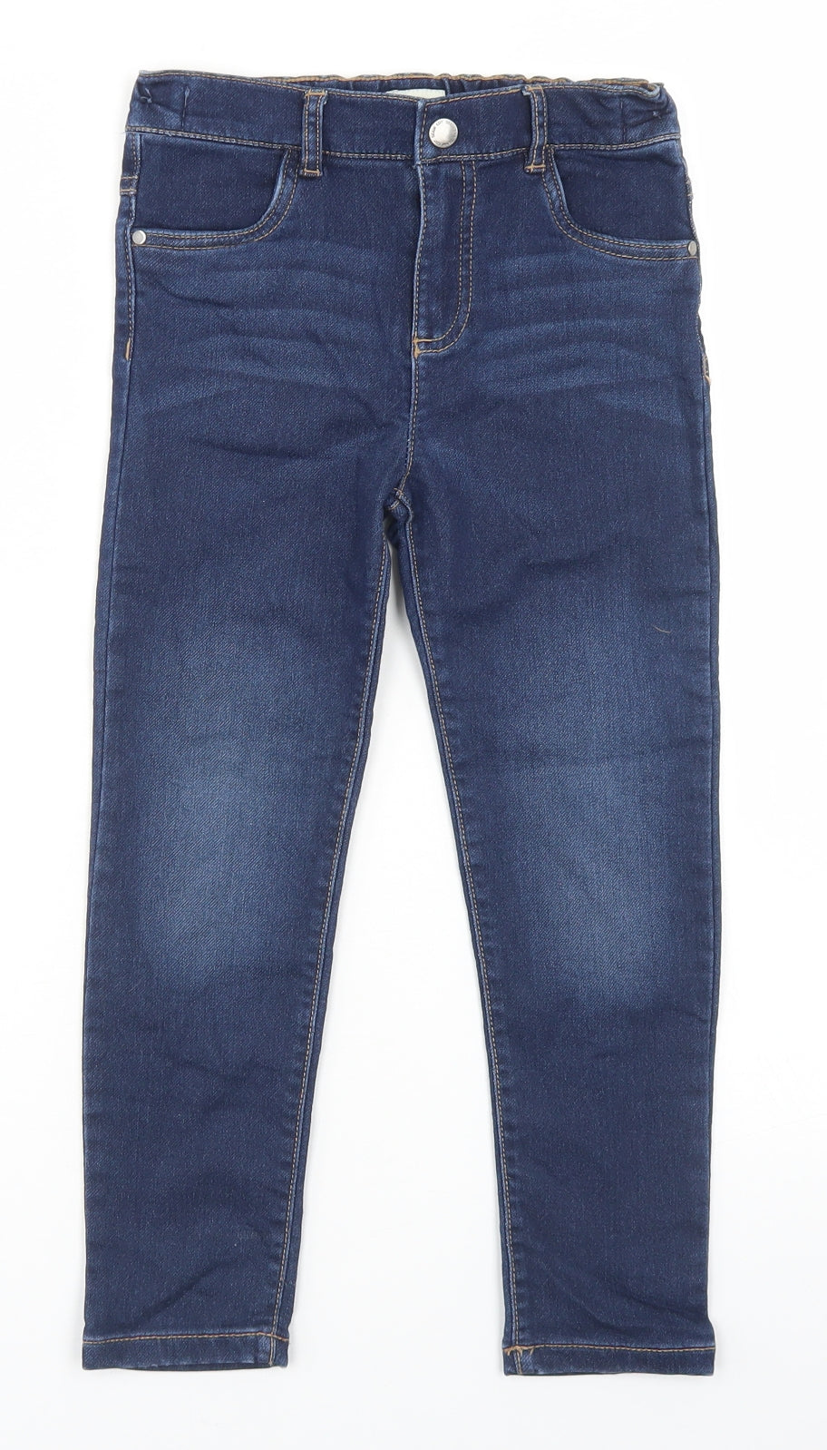 F&F Girls Blue  Cotton Skinny Jeans Size 5-6 Years  Regular Snap