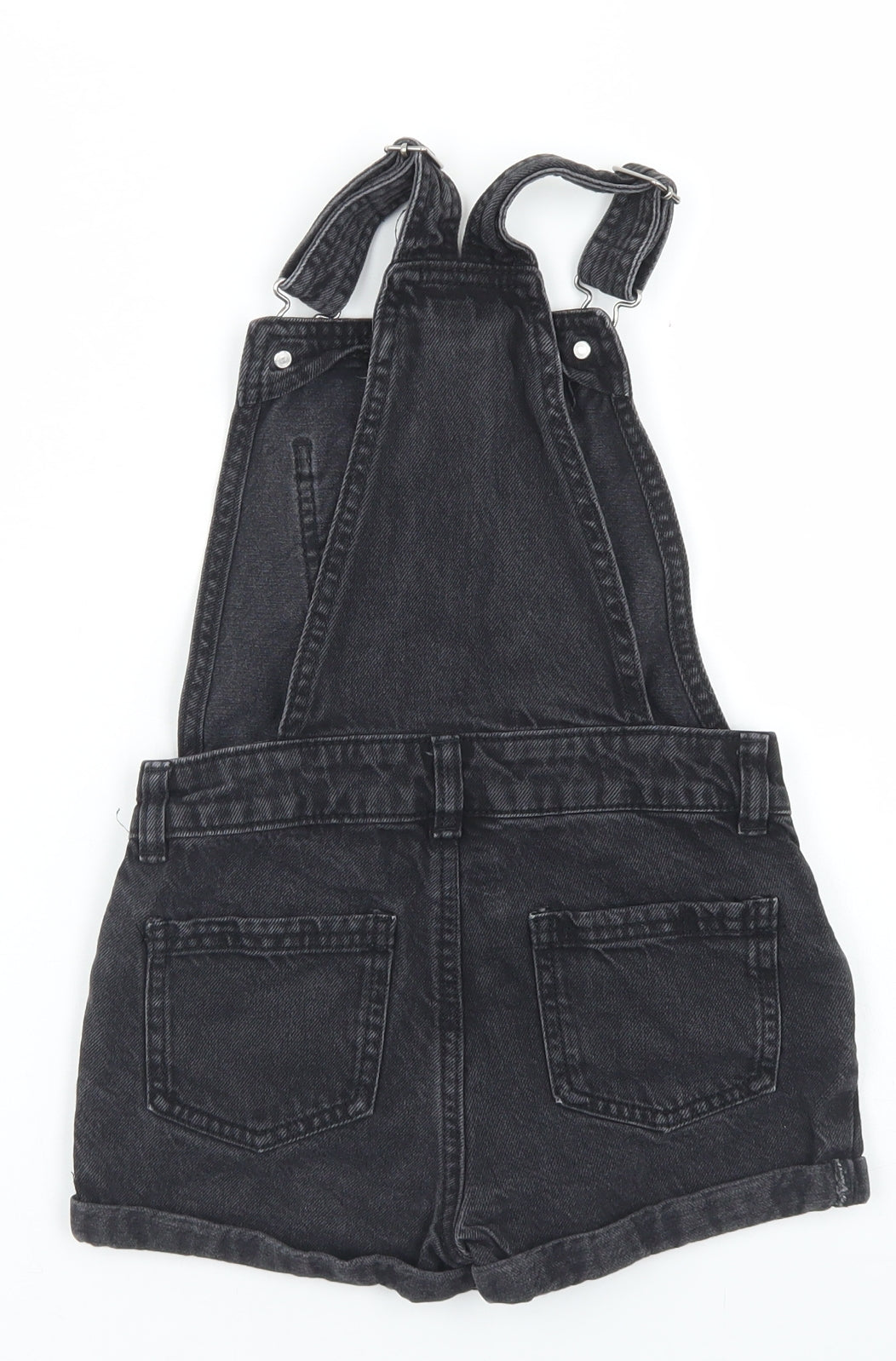 F&F Girls Black  Cotton Dungaree One-Piece Size 6-7 Years  Button