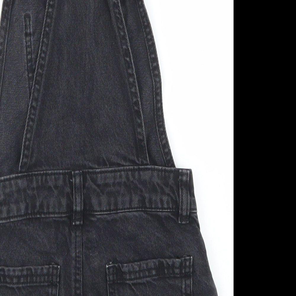 F&F Girls Black  Cotton Dungaree One-Piece Size 6-7 Years  Button