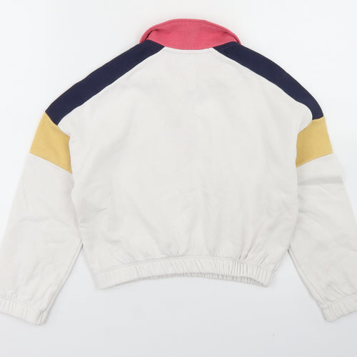 Primark Girls White Colourblock Cotton Pullover Sweatshirt Size 8-9 Years   - Cropped