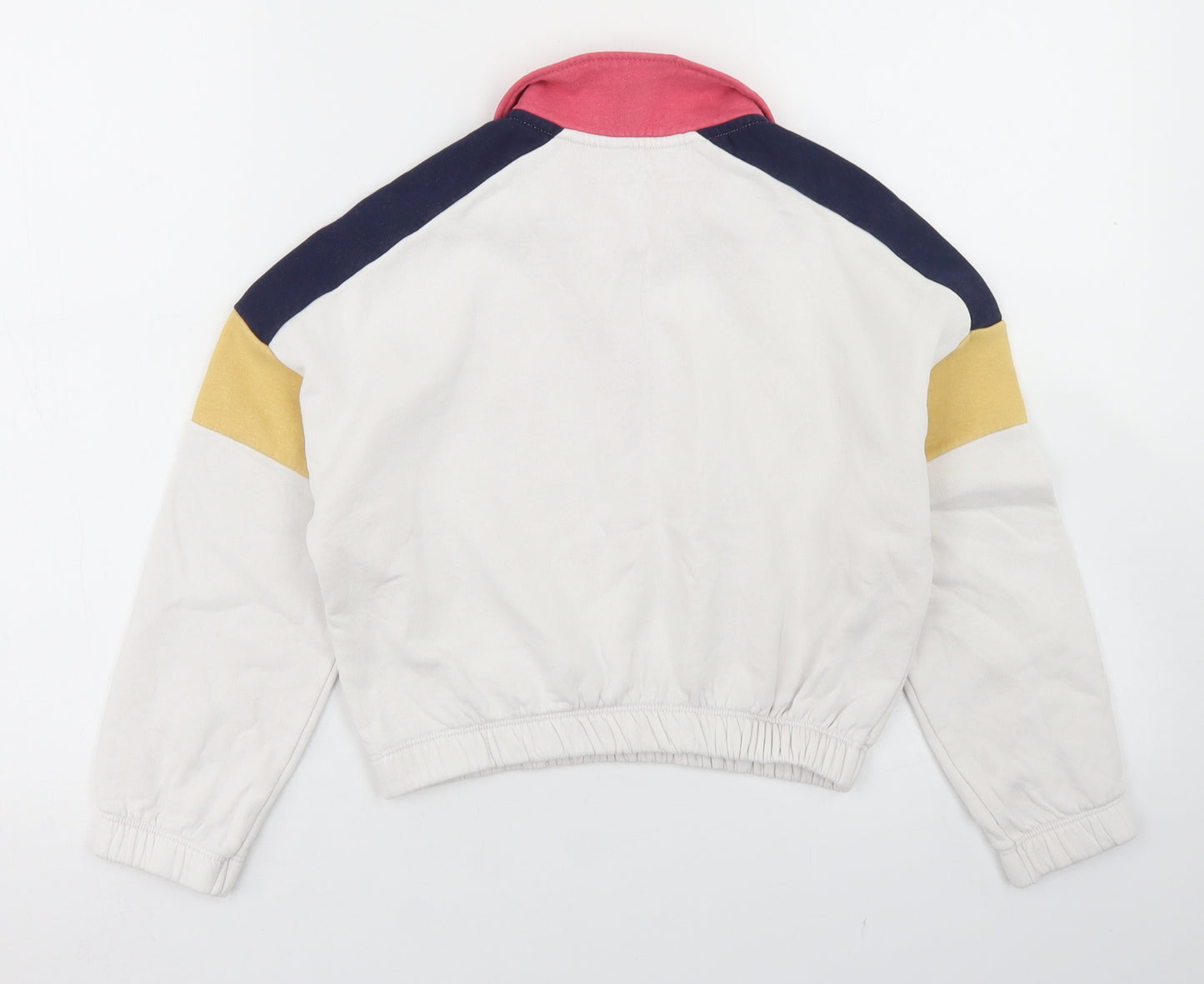 Primark Girls White Colourblock Cotton Pullover Sweatshirt Size 8-9 Years   - Cropped