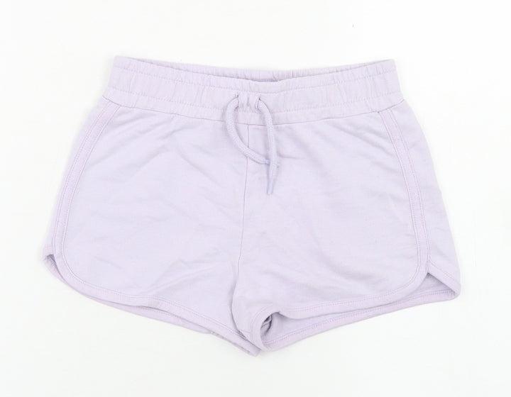 Dunnes Stores Girls Purple Cotton Sweat Shorts Size 6-7 Years Regular