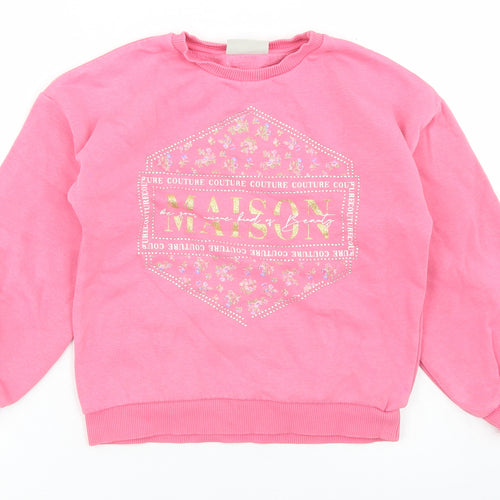 Matalan Girls Pink  Cotton Pullover Sweatshirt Size 7 Years