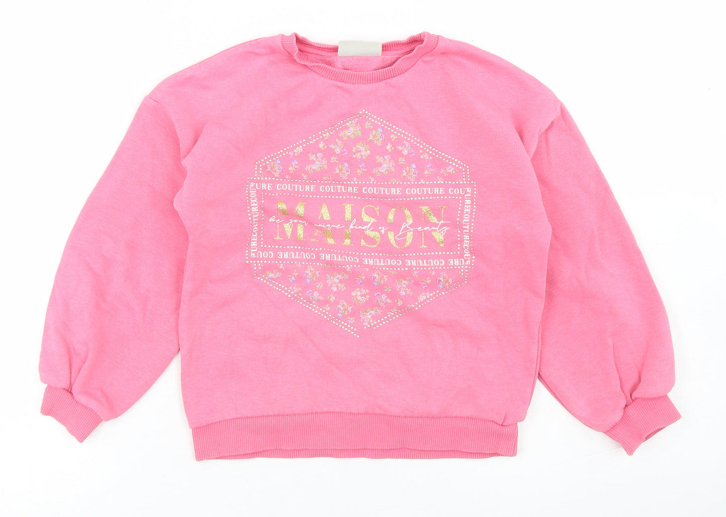 Matalan Girls Pink  Cotton Pullover Sweatshirt Size 7 Years