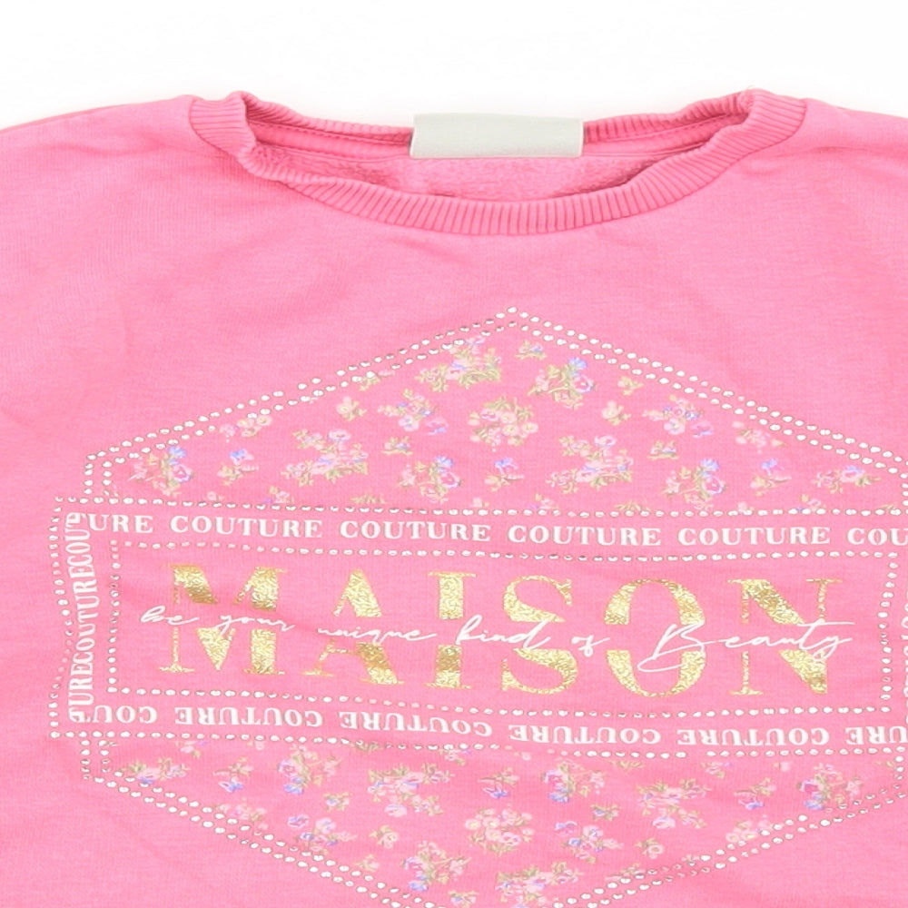 Matalan Girls Pink  Cotton Pullover Sweatshirt Size 7 Years